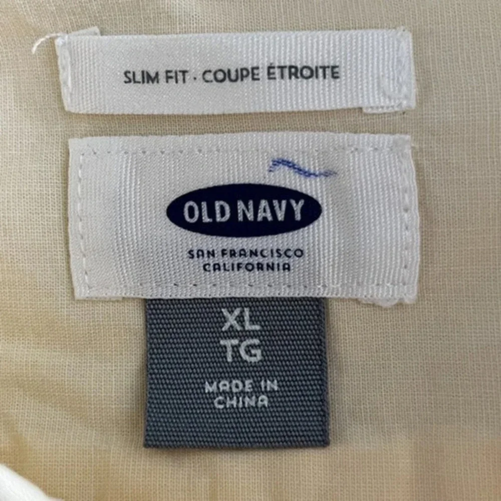 Old Navy Mens XL Yellow Casual Collared Button‎ Up Short Sleeve Shirt Pocket